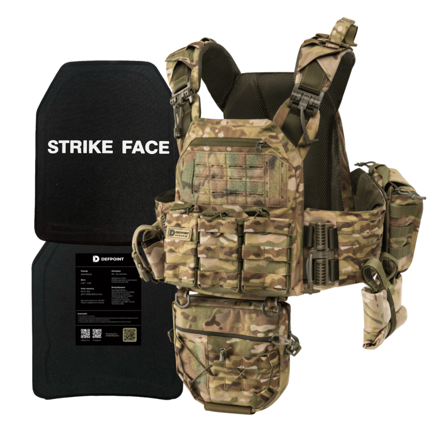 Бронежилет DFP 6-го класу. Керамічні бронеплити 2,3 кг (карбід кремнію). Колір: мультикам