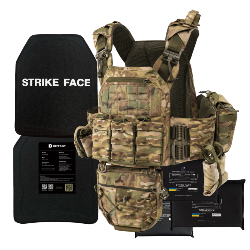 Бронежилет DFP MAX 6-го класу. Керамічні бронеплити 2,8 кг (алюміній оксид) + комплект балістичних пакетів 1А. Колір: мультикам