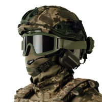 Комплект: шолом FAST NIJ IIIA + активні навушники M32H + кавер піксель + балаклава + тактичні окуляри. Колір: олива-піксель