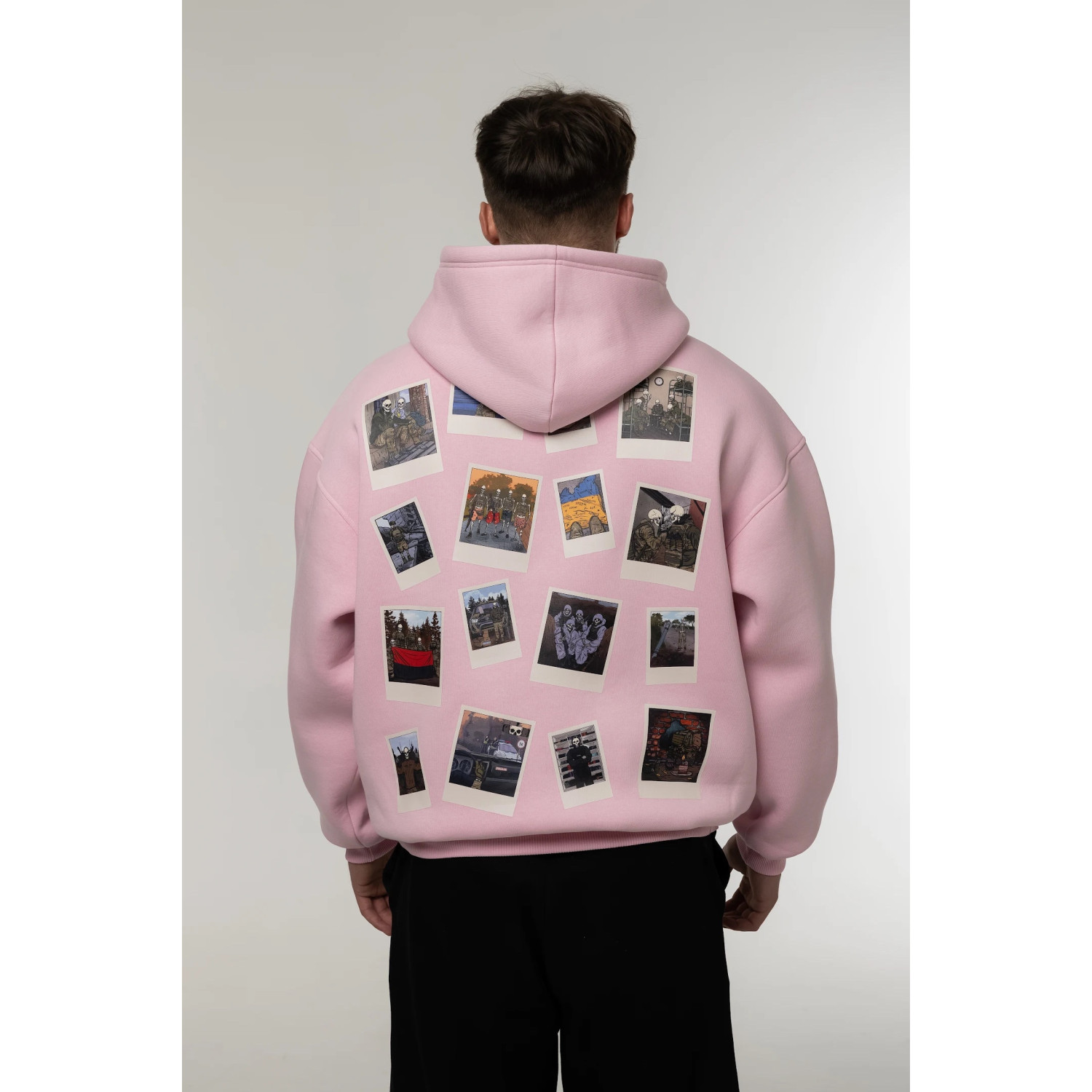Худі трьохнитковий фліс Corogva «Історія» Світло-рожевий Oversize