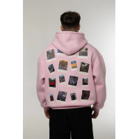 Худи трёхниточный флис Corogva «История» Светло-розовый Oversize