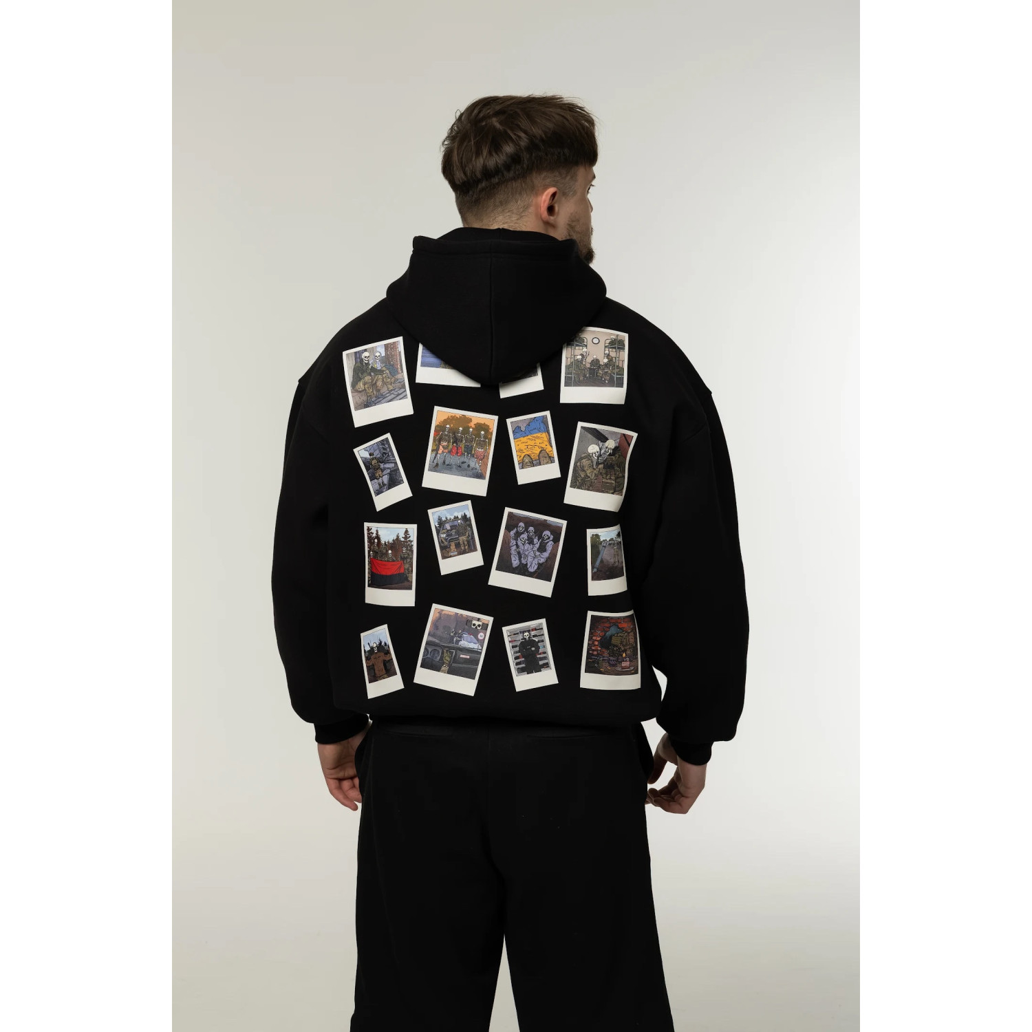 Худі трьохнитковий фліс Corogva «Історія» Чорний Oversize