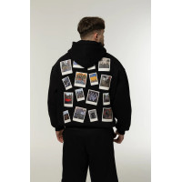 Худи трёхниточный флис Corogva «История» Чёрный Oversize