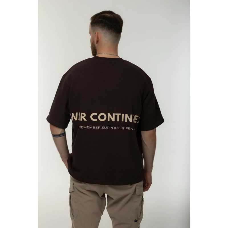 Футболка трёхниточная Corogva «Война продолжается» Коричневый Oversize