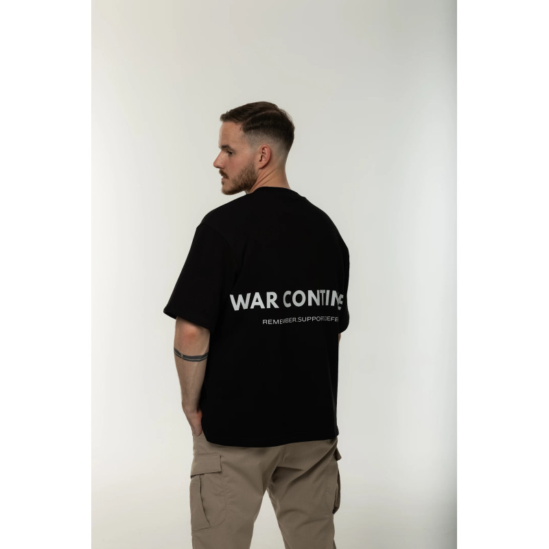 Футболка трёхниточная Corogva «Война продолжается» Чёрный Oversize