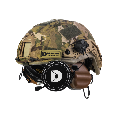 Комплект: шлем FAST NIJ IIIA + активные наушники M32H + кавер мультикам. Цвет: койот-мультикам