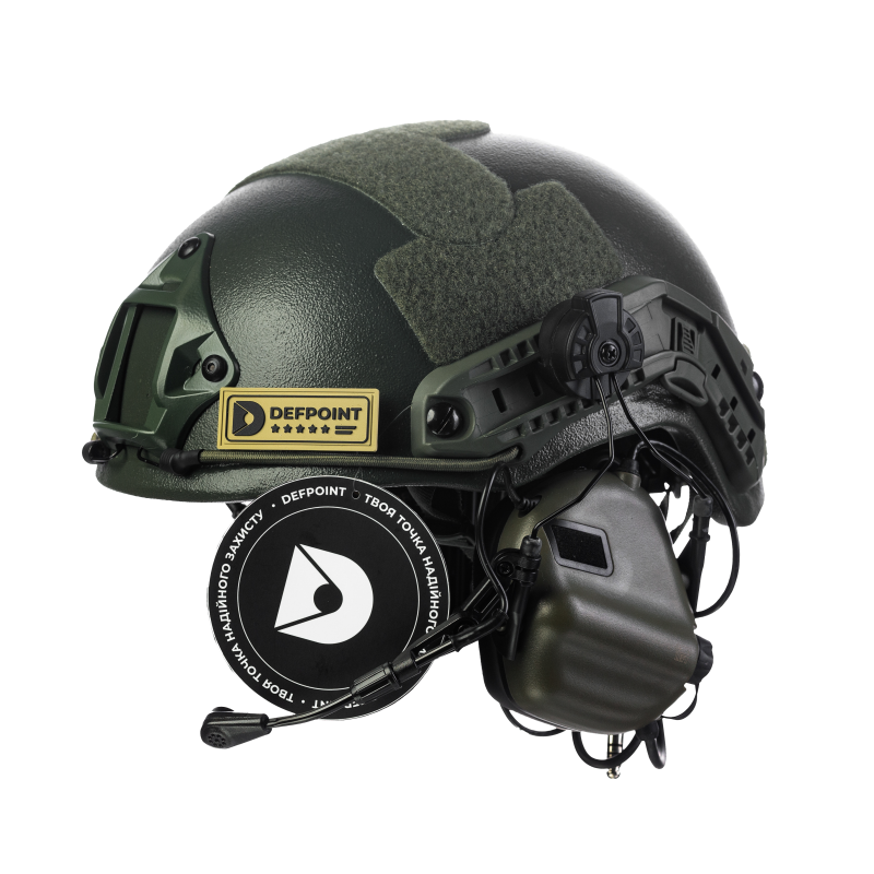 Комплект: шолом FAST NIJ IIIA + активні навушники M32H. Колір: олива