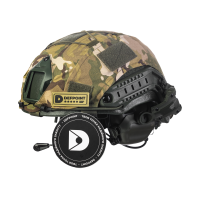 Комплект: шлем FAST NIJ IIIA + активные наушники M32H + крепление чебурашки + кавер мультикам. Цвет: олива-мультикам