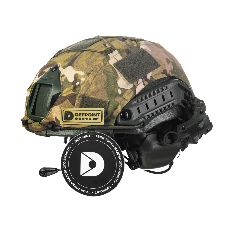 Комплект: шолом FAST NIJ IIIA + активні навушники M32H + кріплення чебурашки + кавер мультикам. Колір: олива-мультикам