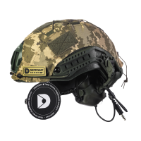 Комплект: шолом FAST NIJ IIIA + активні навушники M32H + кріплення чебурашки + кавер піксель. Колір: олива-піксель