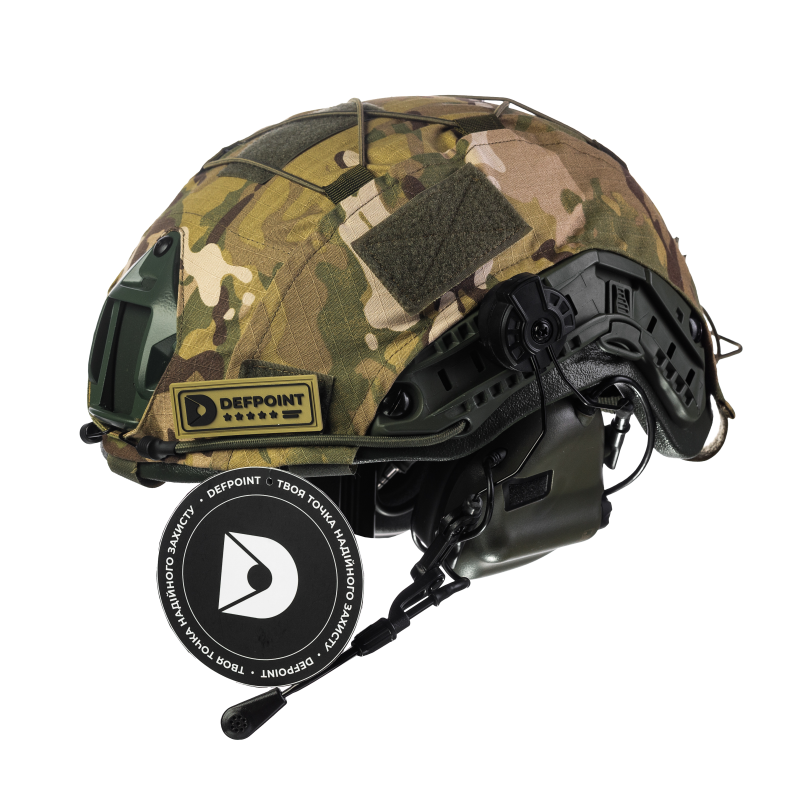 Комплект: шолом FAST NIJ IIIA + активні навушники M32H + кавер мультикам. Колір: олива-мультикам